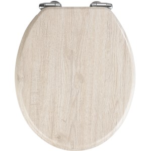Wenko WC-Sitz Eiche MDF Grau mit Absenkautomatik und Fix-Clip Befestigung.
