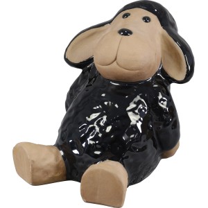 Deko-Schaf sitzend aus Keramik 26 cm x 21 cm x 25 cm Schwarz