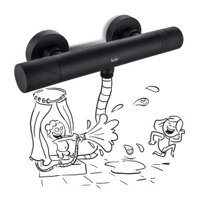 Schwarze baliv Thermostat-Duscharmatur DU-2060 mit Verbrühschutz und Cool Feel Technologie.