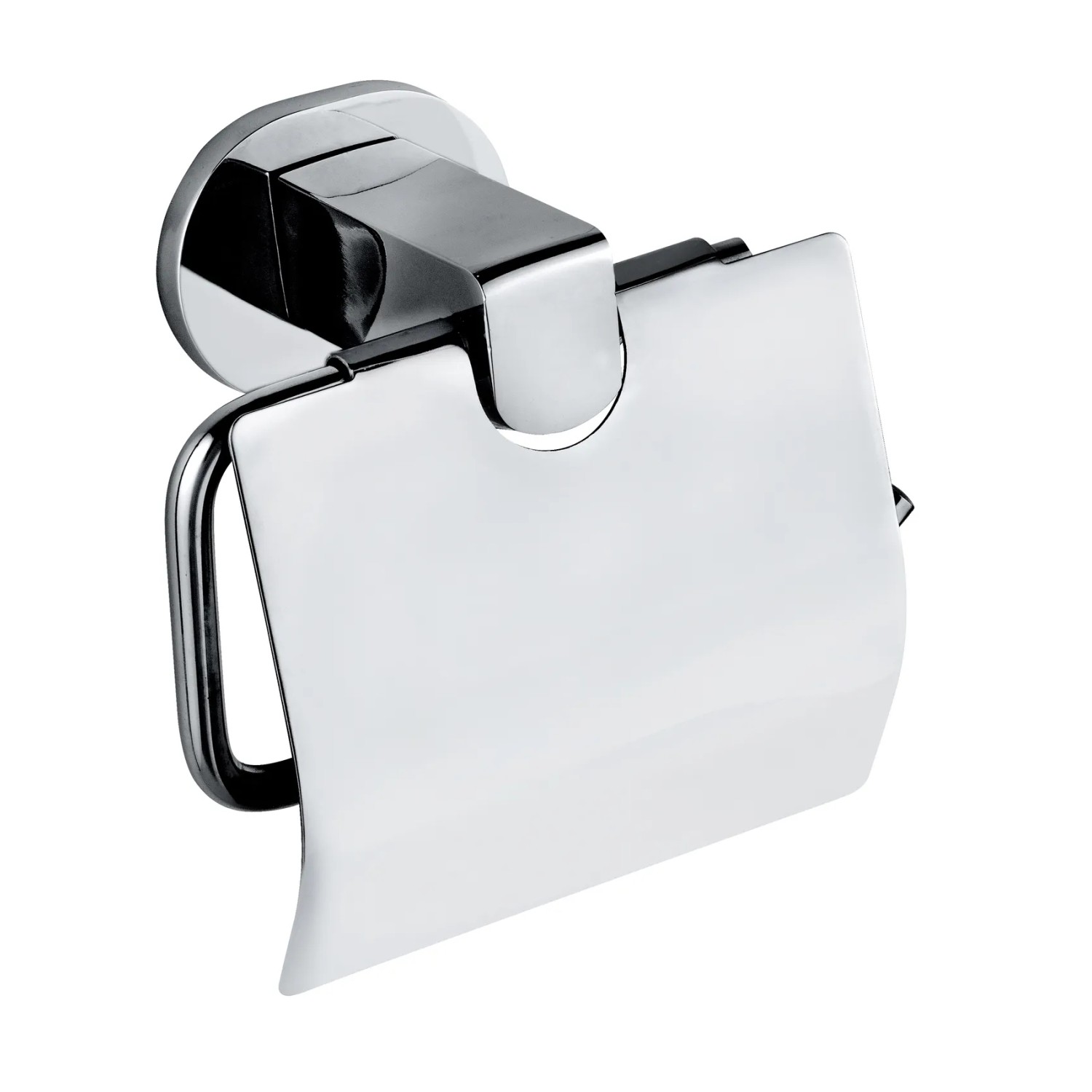 Wenko Toilettenpapierhalter Maribor mit Deckel, silber glänzend, zur Wandmontage.
