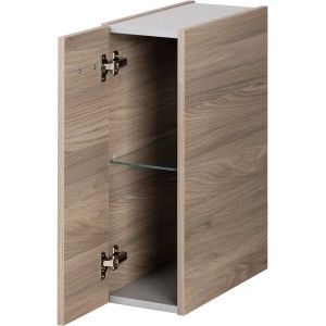 Fackelmann Bad-Hängeschrank Luxor, Steinesche, 20 cm breit, mit offener Tür und Glasboden.