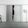 Levidor Doppelglasschiebetür Komplettset, satiniert, mit Aluminiumrahmen und Griffmuscheln, in modernem Wohnraum. Platzsparend.