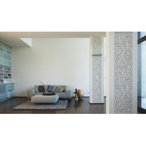 A.S. Creation Pop.up-Panel Schriften Silber als Wandbordüre im Wohnraum.