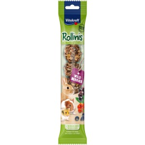 Vitakraft Snack Rollinis Waldbeere, 7 Stück. Knusprige Leckerli-Kugeln für Kaninchen und Nager.