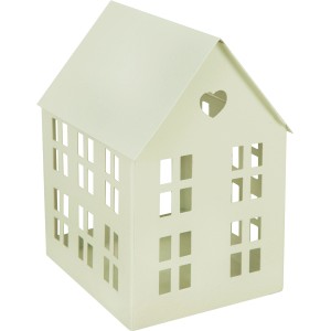 Beiges Deko-Haus für Teelicht, 13x10x8 cm, Weihnachtsdekoration.