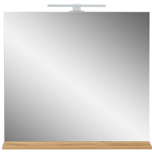 Germania Spiegel Eiche mit LED-Beleuchtung und Ablageboden, 76x75x15 cm.