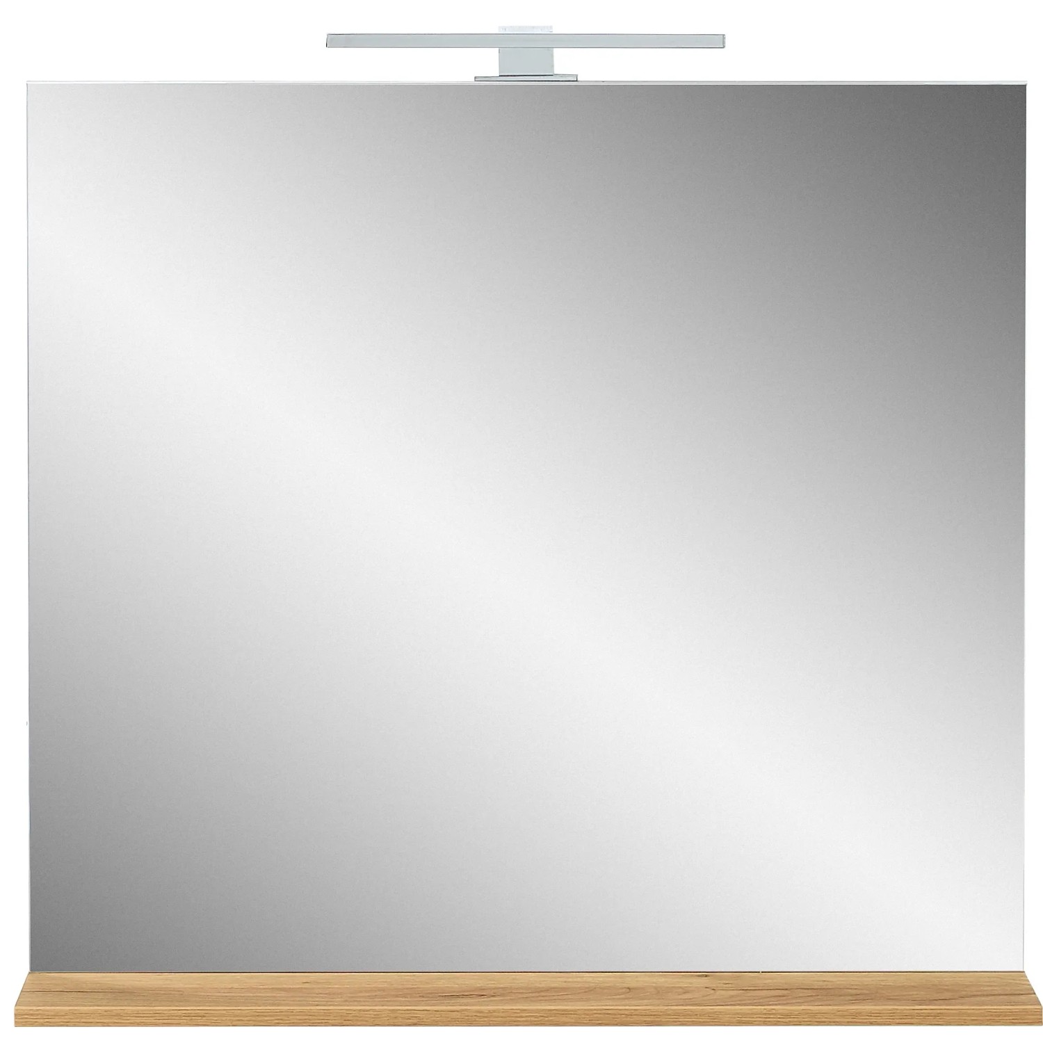 Germania Spiegel Eiche mit LED-Beleuchtung und Ablageboden, 76x75x15 cm.