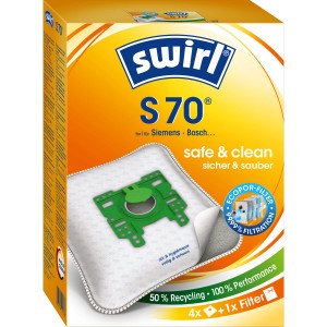 Swirl S 70 Staubsaugerbeutel EcoPor, 4er-Pack. Zubehör für Siemens und Bosch Staubsauger.