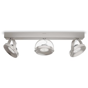 Philips LED-Spot Spur, 3-flammig, Chrom matt, warmweißes Licht für Deckenmontage.