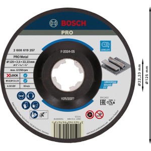 Bosch X-Lock Trennscheibe Expert for Metal, Ø 125 mm, gekröpft. Zubehör für Winkelschleifer mit hoher Trennleistung.
