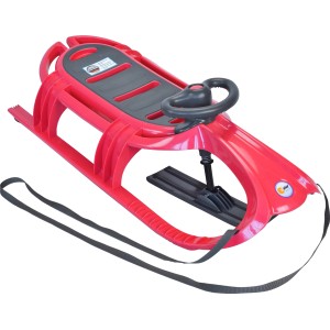 Pinker KHW Schlitten Snow Tiger de Luxe mit Lenkrad und Kufen für Kinder.