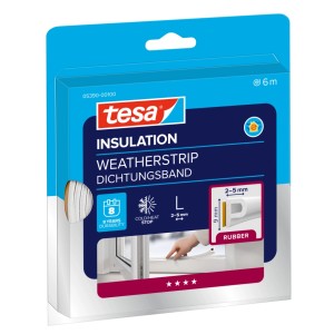 Tesamoll Fensterdichtung P-Profil, weiße Gummidichtung (6m) für Tür und Fenster.