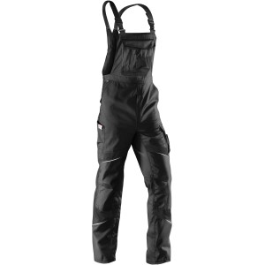 Schwarze Kübler ActiviQ Latzhose Größe 102, Teil der Arbeitskleidung mit Seitentaschen und Reflexelementen.