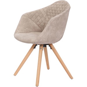 Kayoom Stuhl Chadwick 110 im 2er-Set, weiß-creme, mit Stoffbezug und hellen Holzbeinen.