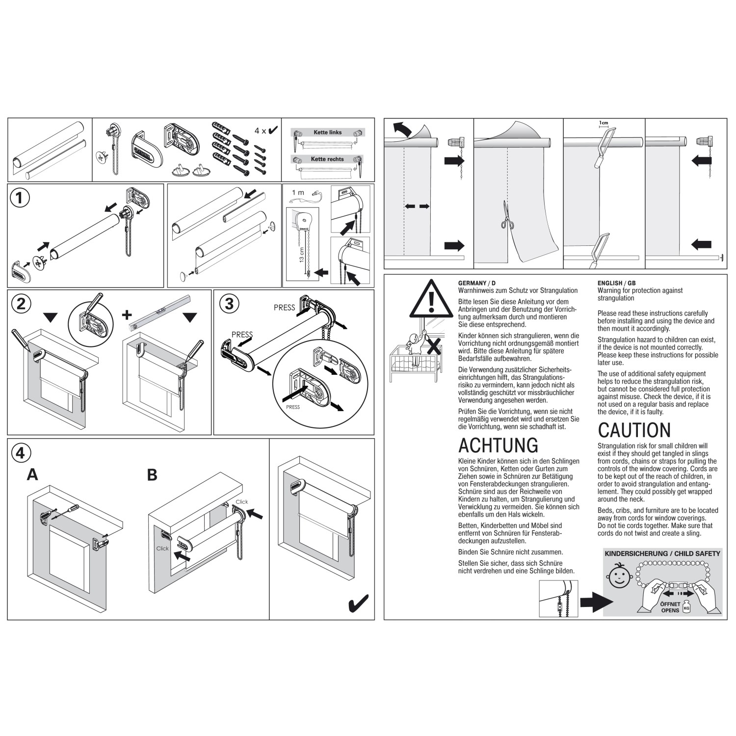 Montageanleitung für Gardinia Seitenzug-Rollo Uni Trend Champagner, Schritt-für-Schritt Anleitung.