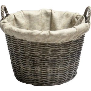 Korb aus Rattan und Jute für Kaminholz