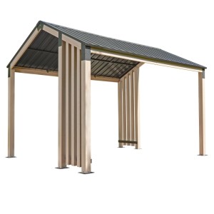 Sojag Pavillon Lito 1012 Natur mit Satteldach und Aluminiumrahmen.