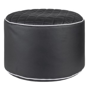 Schwarzer Sitting Point Hocker DotCom, 60 l, mit gesteppter Oberfläche und weißer Ziernaht.
