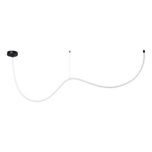 Moderne LED-Pendelleuchte White Glowline 300 cm mit schwarzem Deckenbaldachin.