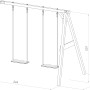 Axi Doppel-Anbauschaukel in Grau/Weiß, Umrisszeichnung mit Maßangaben. Ideal für Garten & Spielplatz.