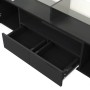 okwish TV Schrank mit LED Stauraum Glasoberfläche 200x35x60cm Hochglanz Weiß Schwarz_8
