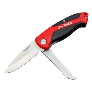 LUX Sägemesser Comfort mit Standardklinge und Sägeblatt, rot-schwarzer Griff.