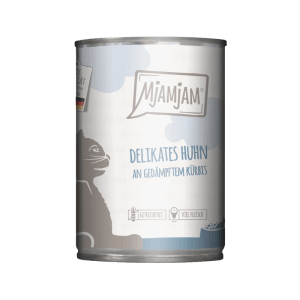 MjAMjAM Katzen-Nassfutter, delikates Huhn mit Kürbis, 400g Dose.