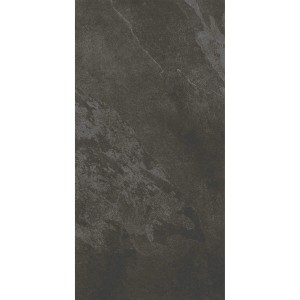 Dunkle, matte Feinsteinzeug Bodenfliese Mare Schwarz, 60x30 cm, in Steinoptik für Innenräume.