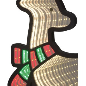 LED-Spiegellicht Rentier, mehrfarbig, für Außen-Weihnachtsdekoration. Leuchtende LEDs mit Tiefeneffekt, kabelbetrieben.