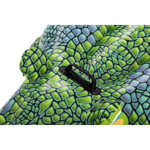 Detailaufnahme: Grünes Bestway Schwimmtier Krokodil mit Griff.
