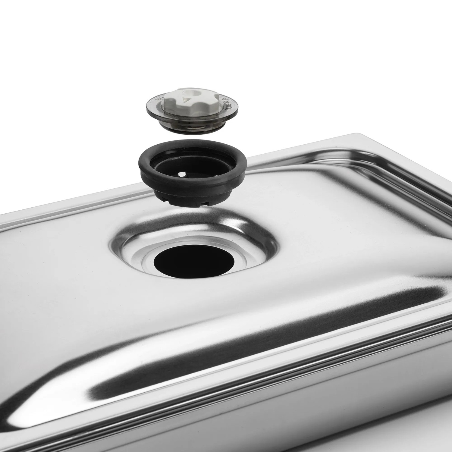 Magic Vac Vakuumierbehälter Inox Gastronorm 6,4 l, Detailansicht des Deckels und der Dichtung.