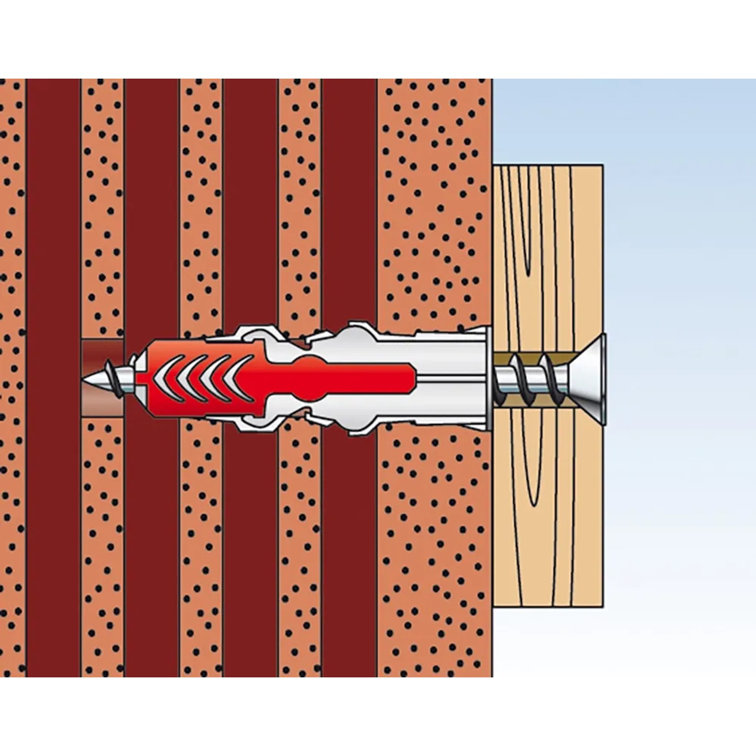 Fischer Duopower Dübel 8x65 mit Schraube im Mauerwerk und Holz, 4er-Set.