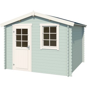 Lasita Holz-Gartenhaus Nina, gletschergrün, mit Tür und Fenster. Ideal als Gerätehaus.