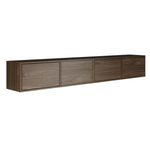 Selsey TV-Hängeboard Framme, 200 cm, in Walnuss-Holzoptik mit 4 grifflosen Klappen für modernes Wohnen.