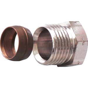 Herz Klemm-Set, 20,95 mm x 15 mm, Messing vernickelt für Heizungsinstallation.
