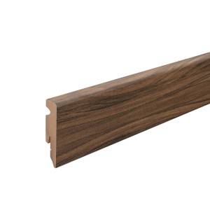 Sockelleiste FU062L Noce Como, MDF foliert, 15x58x2400 mm, mit Clip-System und Kabelkanal.