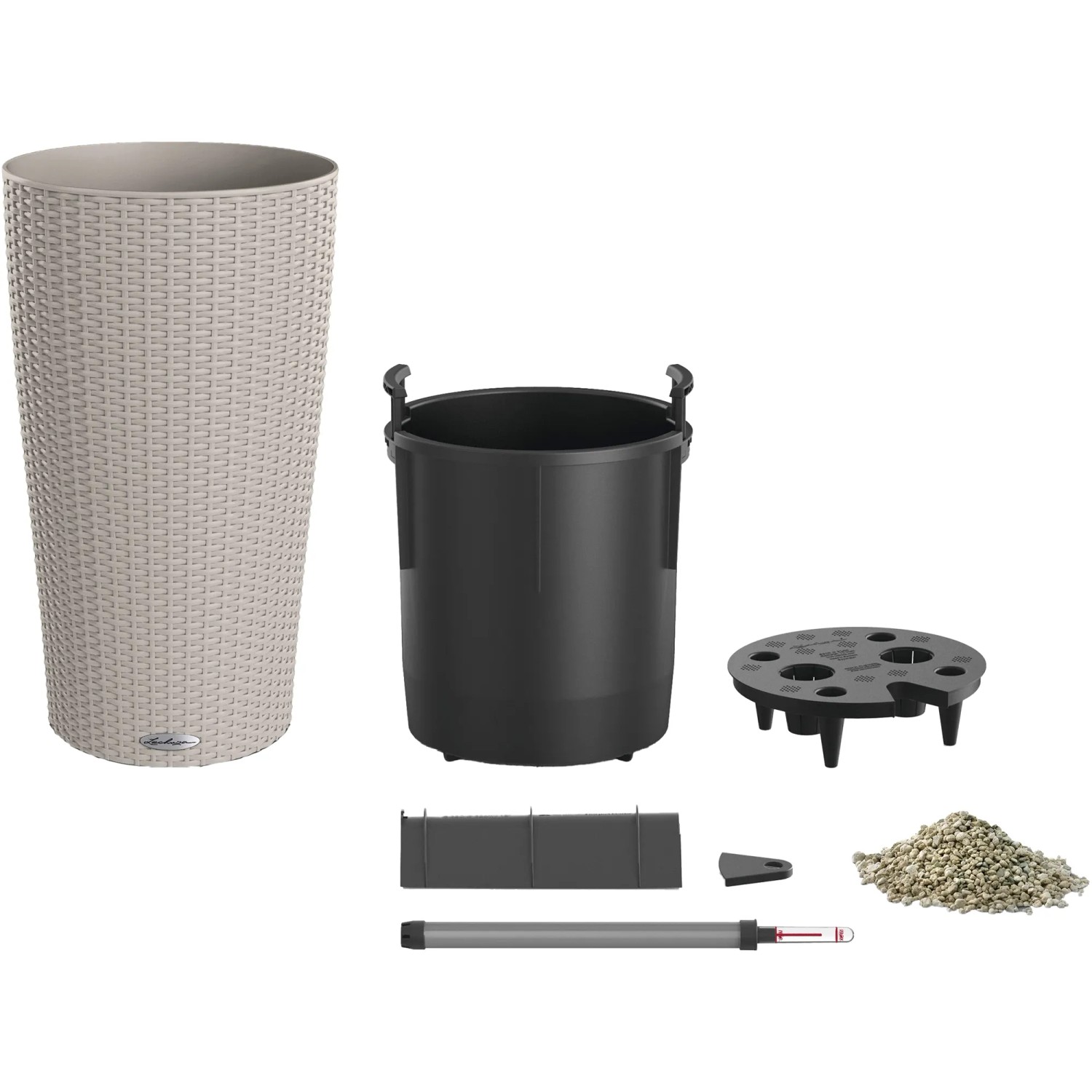 Lechuza Cilindro Cottage Pflanzsäule, sandbraun, Ø 23cm, mit Zubehör und Bewässerungssystem.