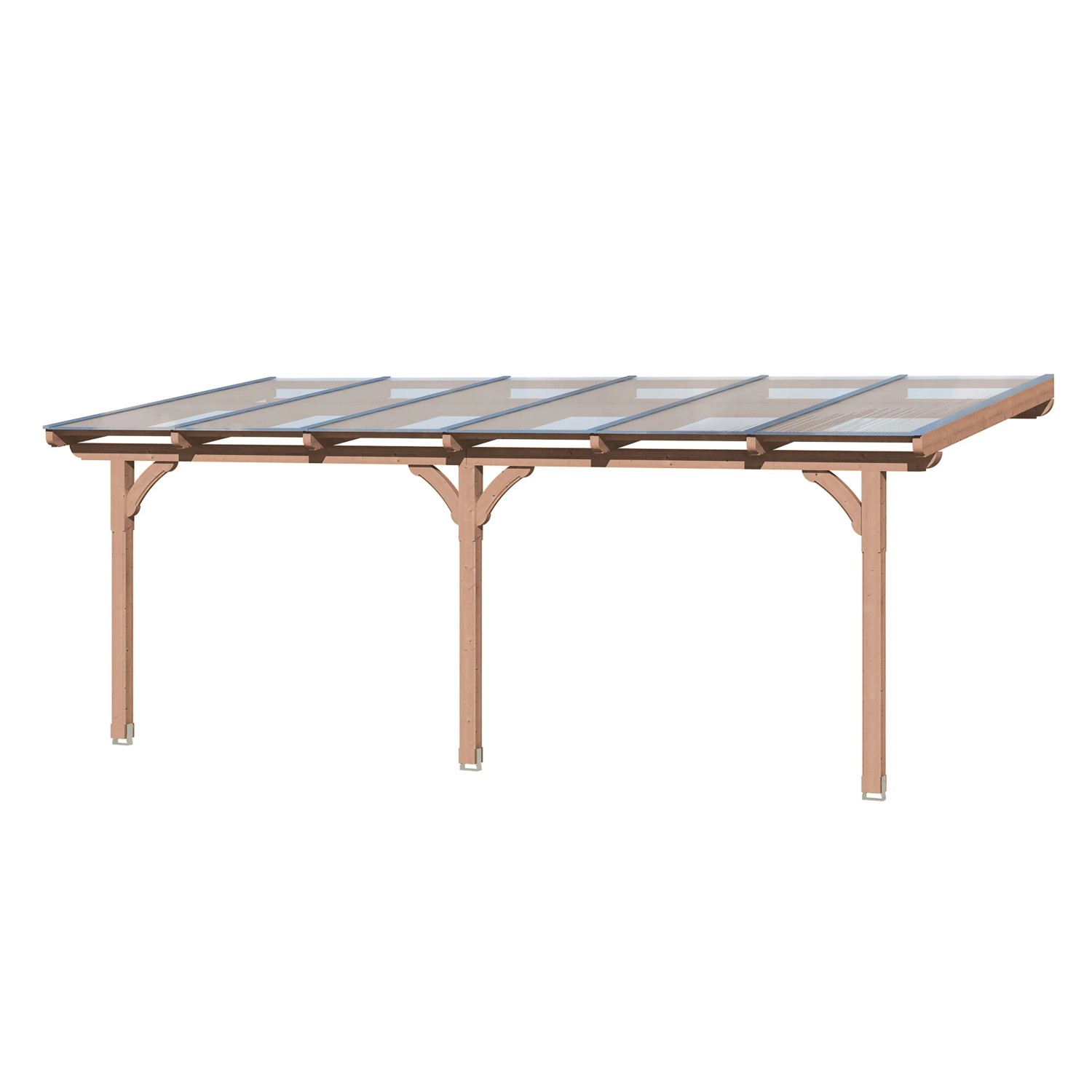 Skan Holz Terrassenüberdachung Rimini, 648x300 cm, Douglasie, mit klaren Doppelstegplatten.
