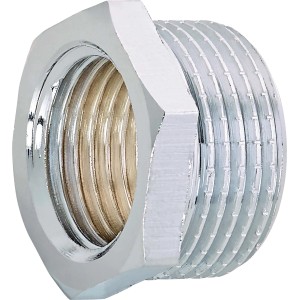 Verchromtes Gewinde-Reduzierstück aus Messing, 14,9 mm auf 21 mm, für Gewindefittings.