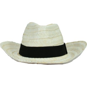 Strohhut Männer Weiß Band Schwarz Gr. 59
