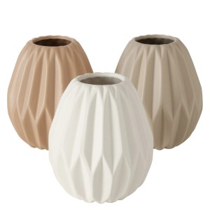 Boltze Home Vasen Tampa, 3-fach sortiert in Beige und Weiß, Ø 11 cm. Dekorative Keramikvasen.