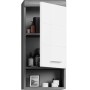 Hängeschrank in Weiß-Rauchsilber (37x79x24cm) mit offener Tür. Badmöbel zur Wandmontage.