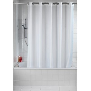 Weißer Wenko Duschvorhang Comfort Flex aus Polyester, 180x200 cm, mit Anti-Schimmel-Effekt.