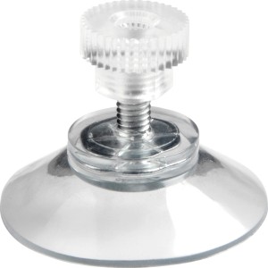 Detailaufnahme des transparenten Saugnapfs für Gardinia Sonnenschutz Plissee.