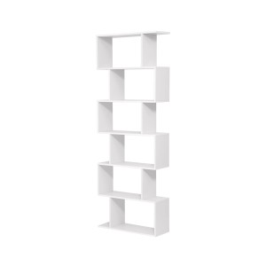 Weißes Vasagle Bücherregal mit 6 Ebenen und modernem Design.