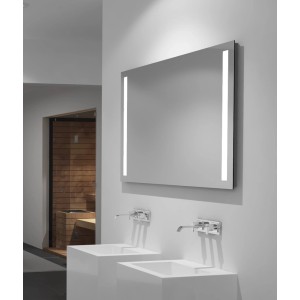 DSK Design LED-Lichtspiegel Silver Dream, 100x70 cm, mit seitlicher LED-Beleuchtung im Badezimmer.