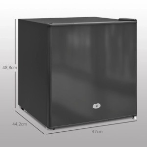 Schwarzer HOMCOM Mini-Gefrierschrank 35 L, freistehend, mit Maßen 47x44,2x48,8 cm. Kompakte Gefrierbox.