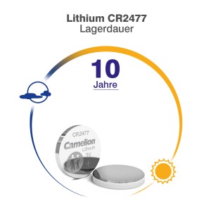 Camelion Lithium Knopfzelle CR2477, 3V, für z.B. Fernbedienungen und Autoschlüssel.