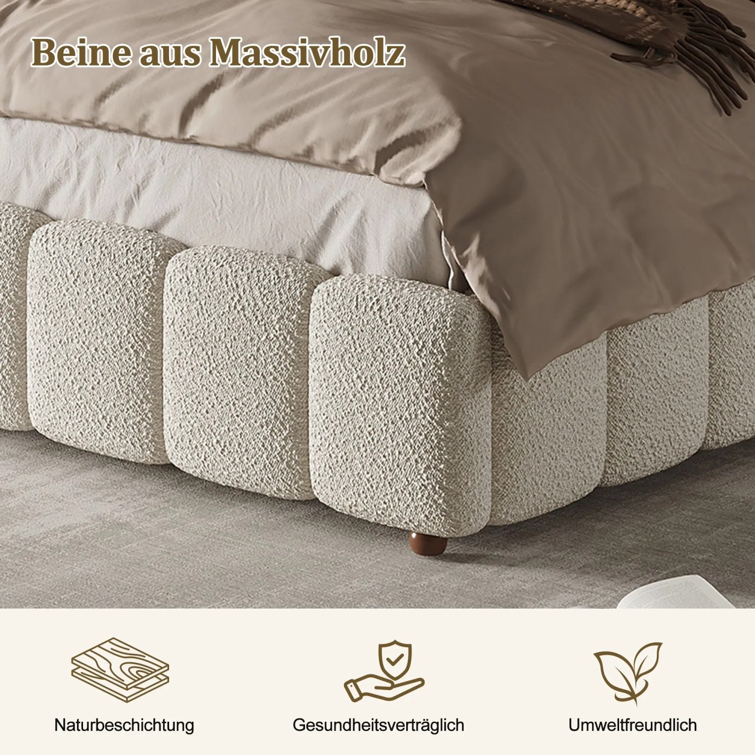 okwish Polsterbett 160x200cm mit Großem Stauraum Schlafzimmer Weiß ohne Matratze_7