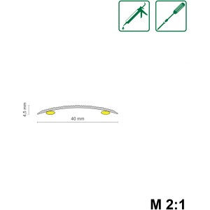 Übergangsprofil simple-fix 15 Alu, selbstklebend, 40x5x900 mm, Dekor Eiche, für Bodenbeläge.